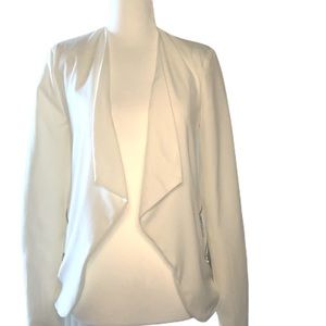 Open- front blazer with gold zippers